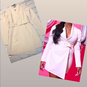 White/Cream Wrap Dress w/ Belt